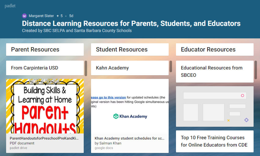 Distance Learning Resources for Parents, Students, and Educators
