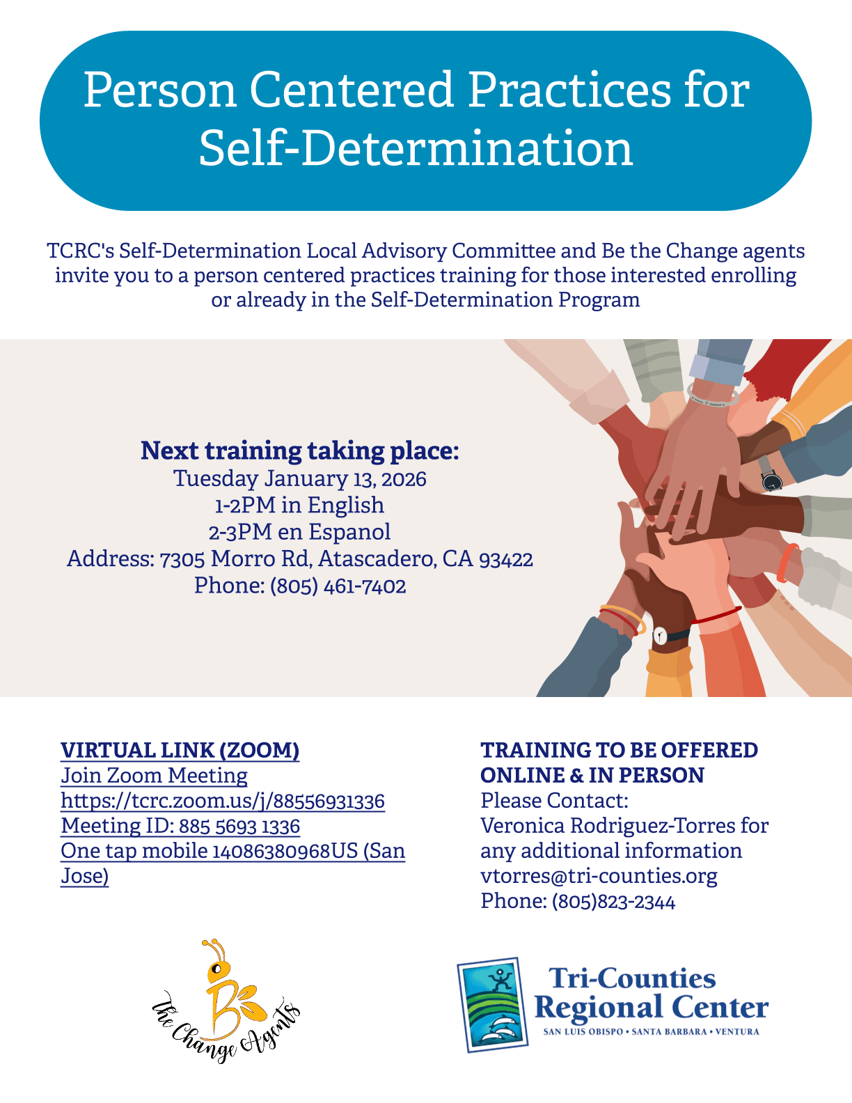 Person Centered Practices for Self-Determination training flyer (English)