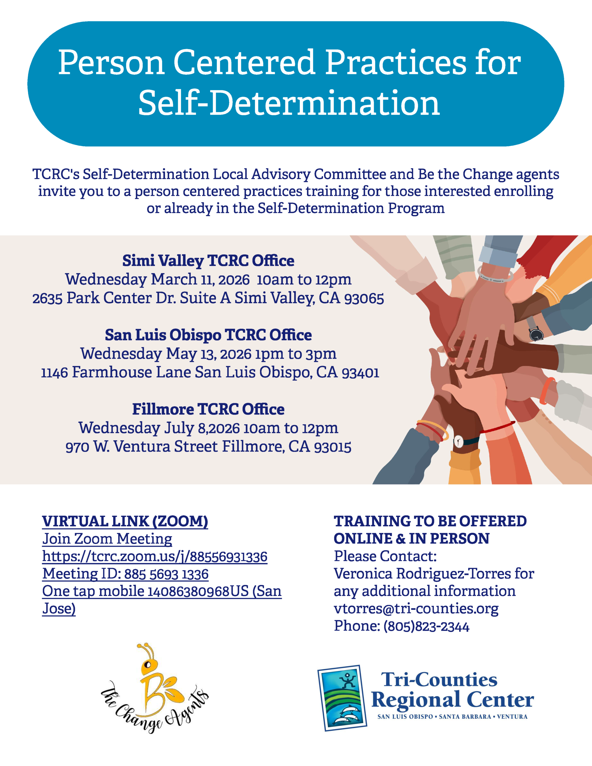 Person Centered Practices for Self-Determination training flyer in English