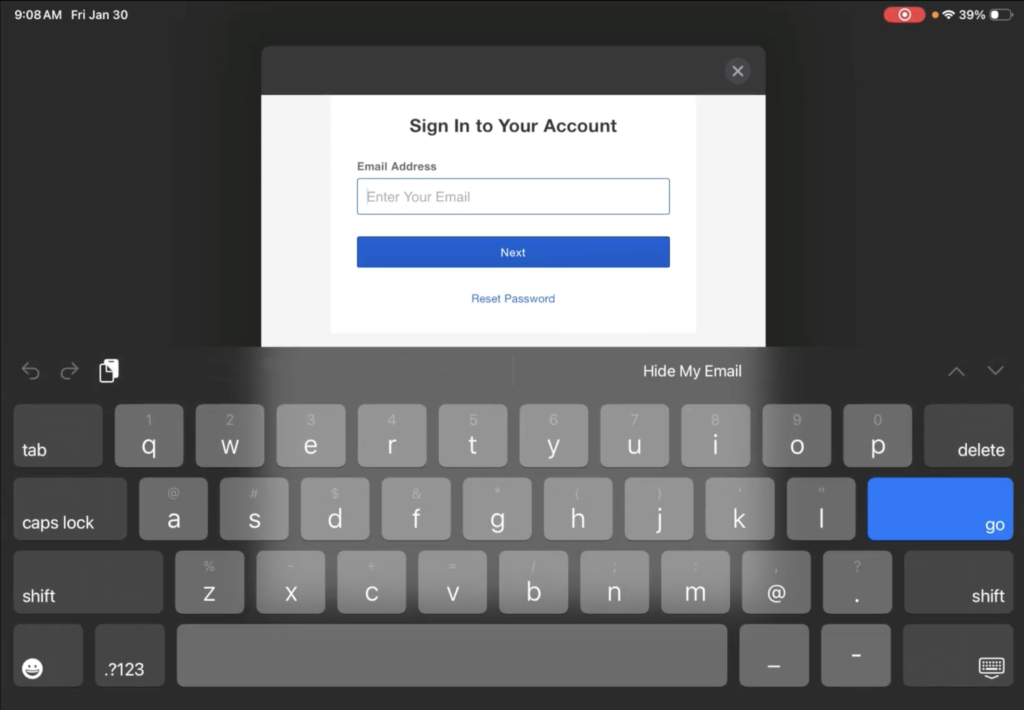 Screenshot of Box Sign-in